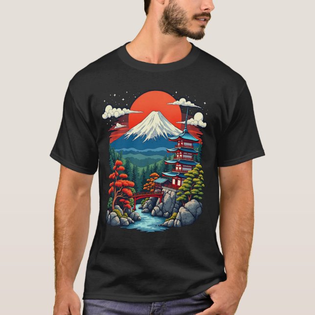 Sacro Mount Fuji Minka Japanisches T-Shirt (Vorderseite)