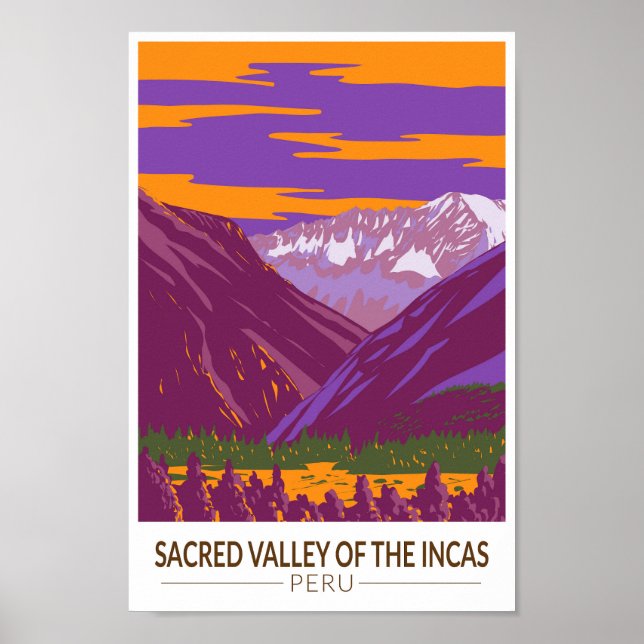 Sacro Valley Peru Reisen Kunst Vintag Poster (Vorne)