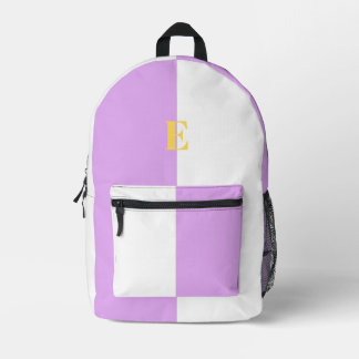 Sacs à dos violets et blancs personnalisés au nom