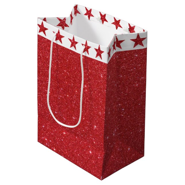 Sacs cadeau moyen parties scintillant rouge (Devant Angle)