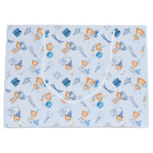 sacs cadeaux baby shower bleu clair