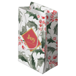 Sacs cadeaux de Noël personnalisés Botanical Holly