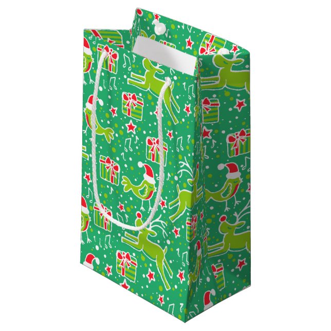 Sacs cadeaux de Noël pour oiseaux et rennes (Devant Angle)