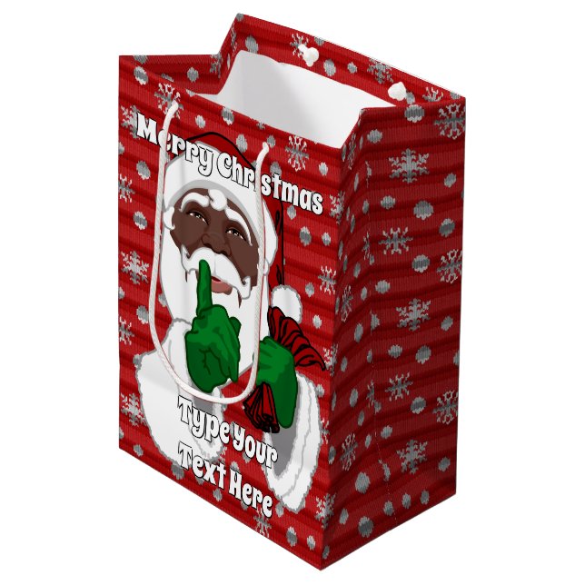 Sacs cadeaux de Noël Sacs Père Noël afro-américain (Devant Angle)