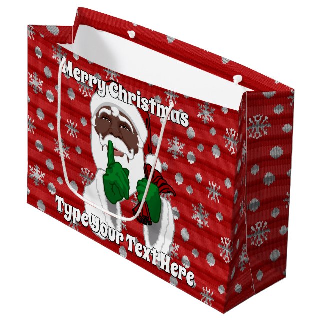 Sacs cadeaux de Noël Sacs Père Noël afro-américain (Devant Angle)