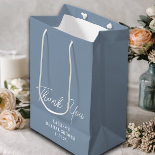 Sacs Cadeaux Remerciement Minimalistes Bleu Poussi