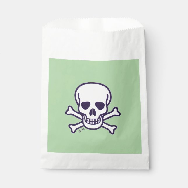 Sacs cadeaux verts et blancs Skull n Bones (Devant)