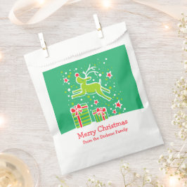 Sacs cadeaux verts rouges de rennes de Noël person