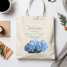 Sacs de bienvenue de mariage Fleurs d'hortensia bl