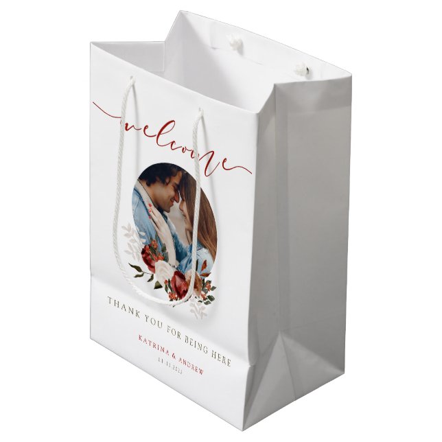 Sacs de bienvenue pour cadeaux de mariage avec pho (Devant Angle)