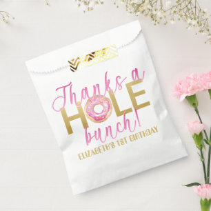 Sacs de faveur de beignet rose or Merci un tas
