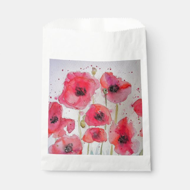Sacs de faveur de fête de fleurs d'art Poppy rouge (Devant)