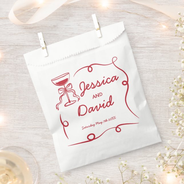 Sacs de Faveur de mariage main Whimsical tiré roug (Coupé)