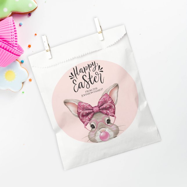 Sacs de Faveur de Pâques personnalisés - Bunny Pas (Personalized Easter Favor Bags – Bunny Pastel)