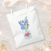 Sacs de Faveur de Pot de Maçon Floral Bleu