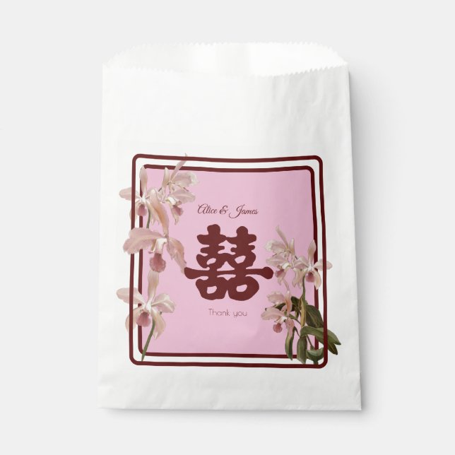 Sacs de Faveur d'Orchidée de Double Bonheur (Devant)