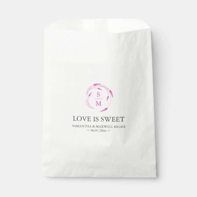 Sacs de Faveur Personnalisés pour Mariages Fuchsia (Devant)