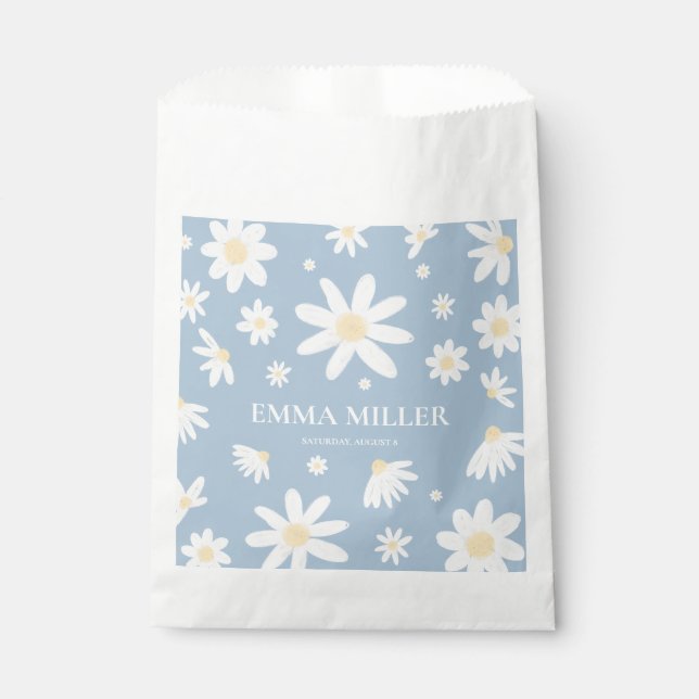 Sacs de Faveurs de Fleur de Marguerite Bleue (Devant)