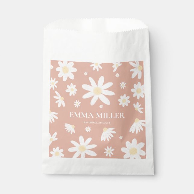 Sacs de Faveurs de Fleur de Marguerite Rose (Devant)