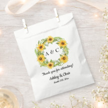 Sacs de mariage rustique Favor Boho Sunflower Trea