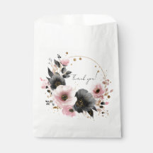 Sacs de Remerciement Fleuris Rose Pâle & Charbon