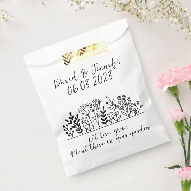 Sacs en papier de graines de mariage du jardin flo (Scellé)
