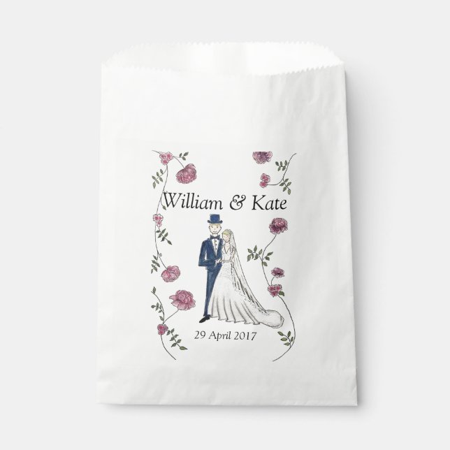 Sacs en papier favoris pour mariage personnalisé (Devant)