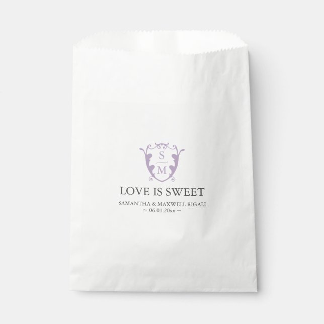 Sacs Faveur Mariage Simple Monogramme violet (Devant)