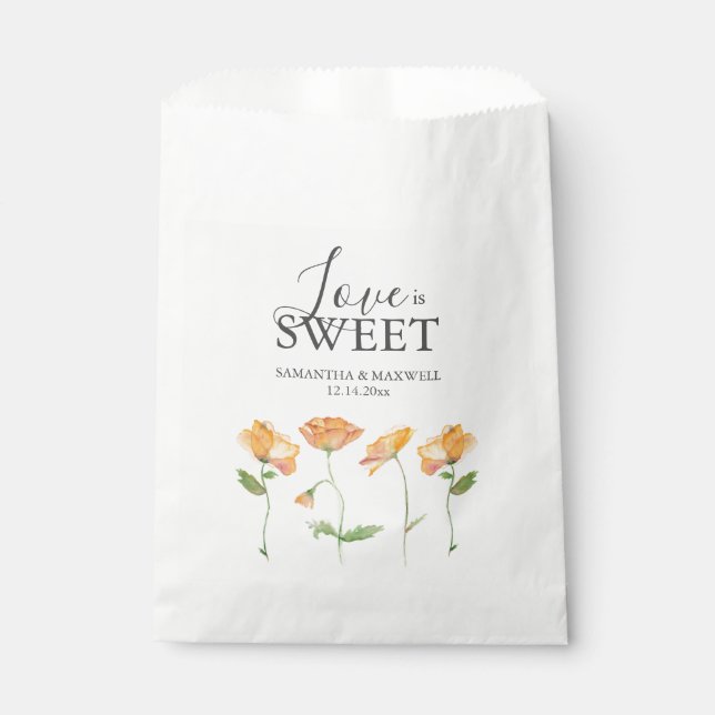 Sacs Favor de mariage Orange Florals (Devant)