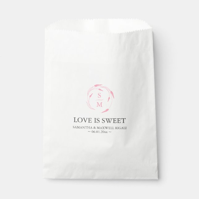 Sacs favoris personnalisés pour Mariage rose (Devant)