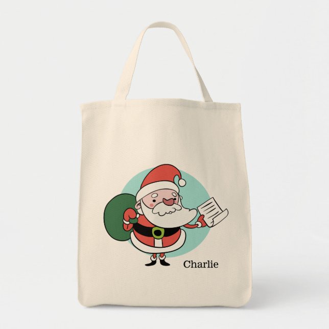 Sacs fourre-tout de nom personnalisés du Père Noël (Devant)