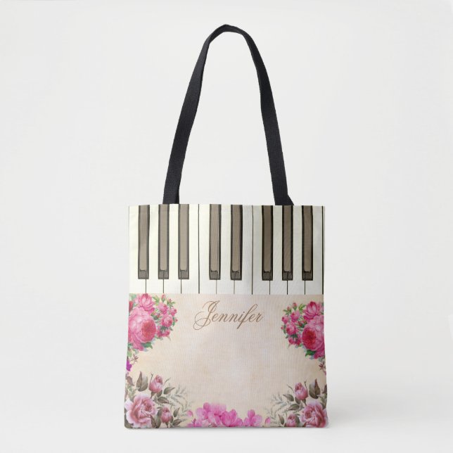 Sacs fourre-tout floraux de piano Rose (Devant)