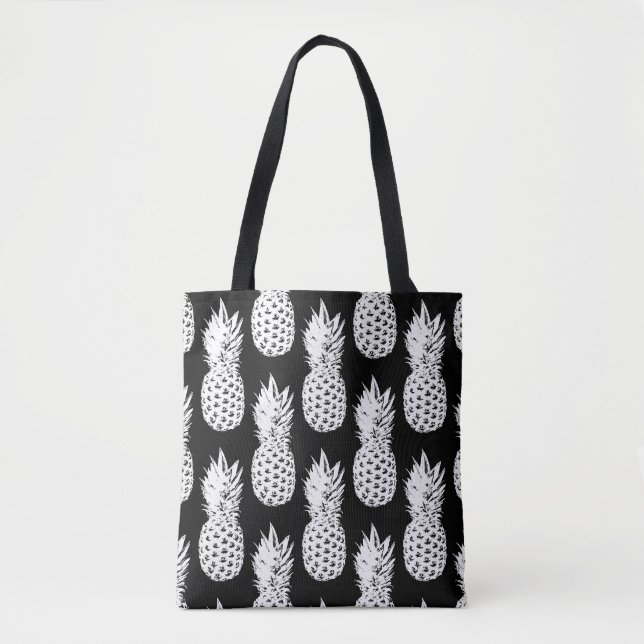 Sacs fourre-tout motifs aux fruits à l'ananas noir (Devant)