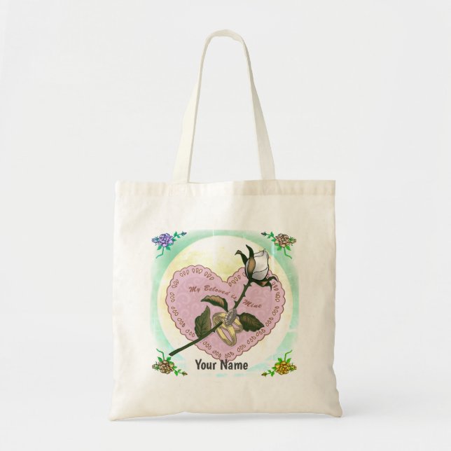 Sacs fourre-tout personnalisés de White Rose Heart (Devant)