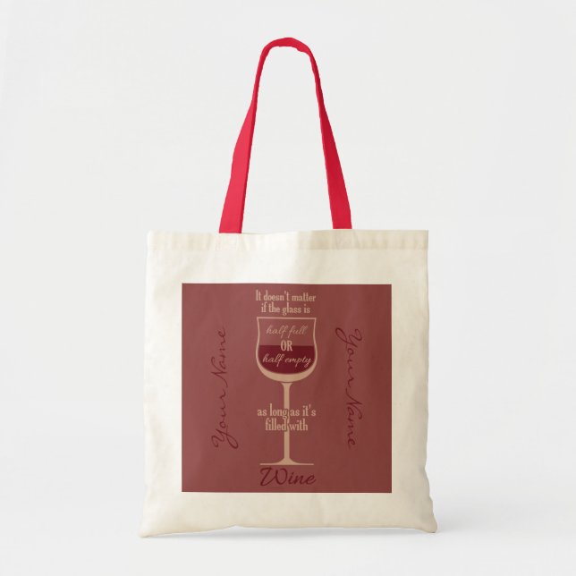 Sacs fourre-tout personnalisés en verre de vin rou (Devant)