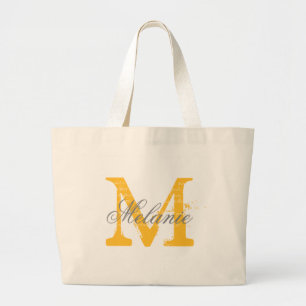 Sacs fourre-tout personnalisés gris et jaune avec