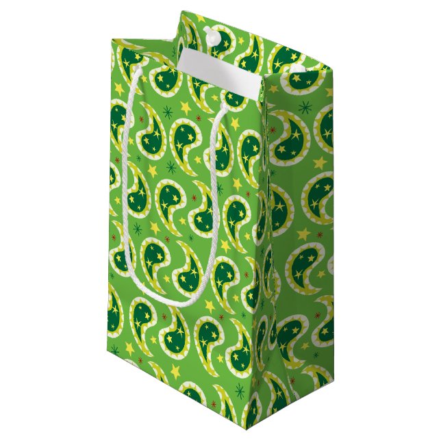 Sacs verts de cadeau de Noël de motif de Paisley (Devant Angle)
