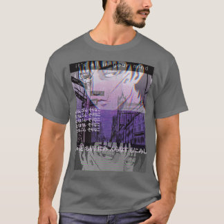Sad Anime Manga Lofi Cyberpunk Japan Aesthetic Ret T-Shirt