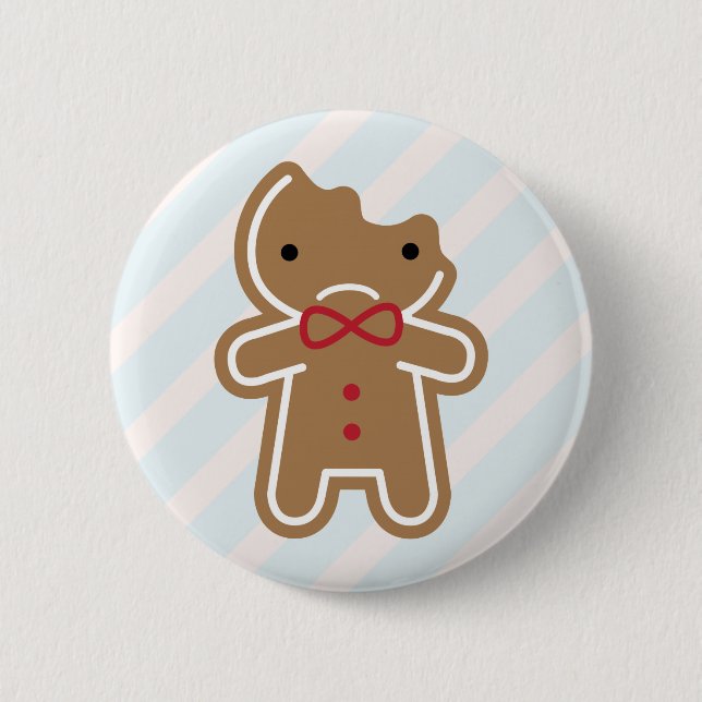 Sad Bitten Kawaii Gingerbread Man Button (Vorderseite)