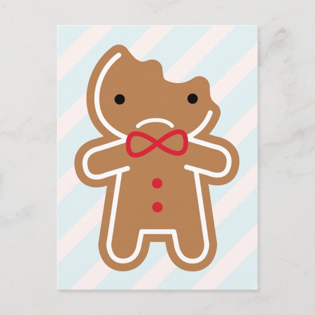 Sad Bitten Kawaii Gingerbread Man Postkarte (Vorderseite)