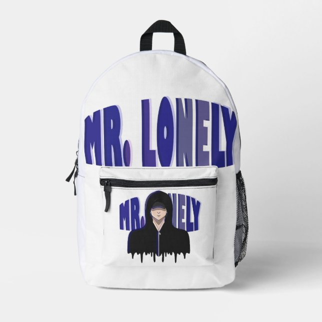Sad Boy Aesthetic - Mr. Lonely Hoodie Design Bedruckter Rucksack (Vorderseite)