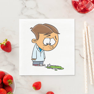 Sad Boy Scientist mit gebrochenem Experiment Serviette
