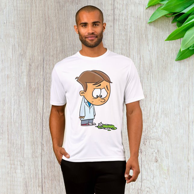 Sad Boy Scientist mit gebrochenem Experiment T-Shirt (Von Creator hochgeladen)