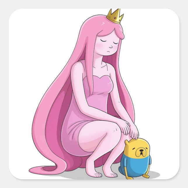 Sad Bubblegum Quadratischer Aufkleber (Vorderseite)