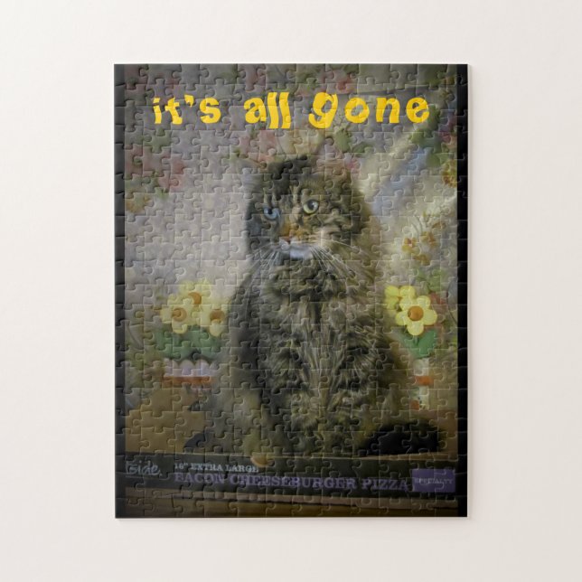 Sad Cat, Cheeseburger sind alle weg. (Vertikal)
