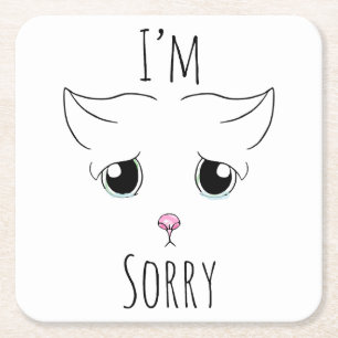 Sad Cat Face: Ich bedauere Rechteckiger Pappuntersetzer