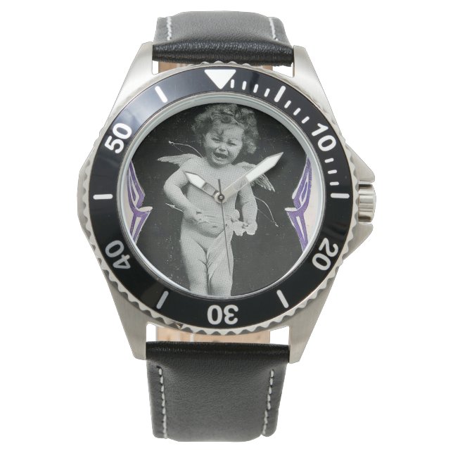 Sad Cherub Angel Print Armbanduhr (Vorderseite)