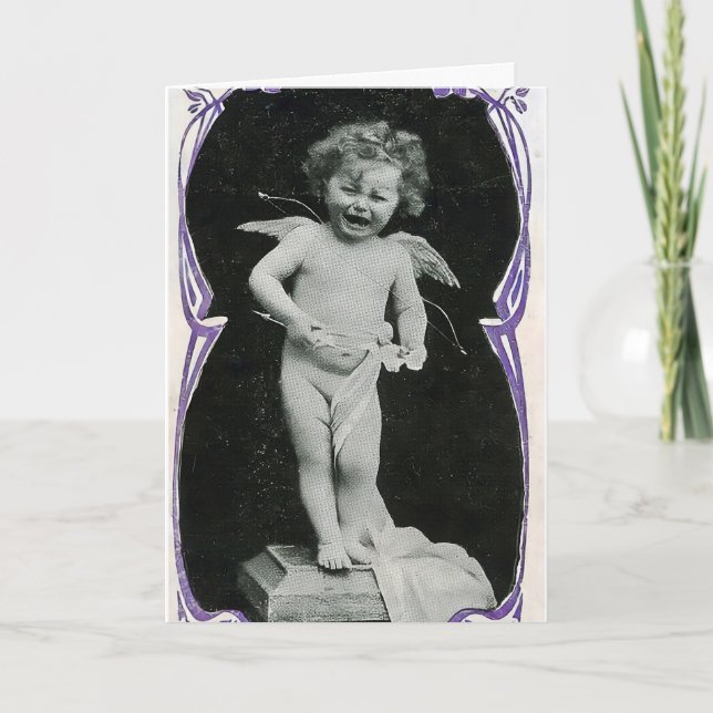 Sad Cherub Angel Print Dankeskarte (Vorderseite)