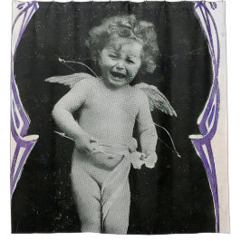 Sad Cherub Angel Print Duschvorhang