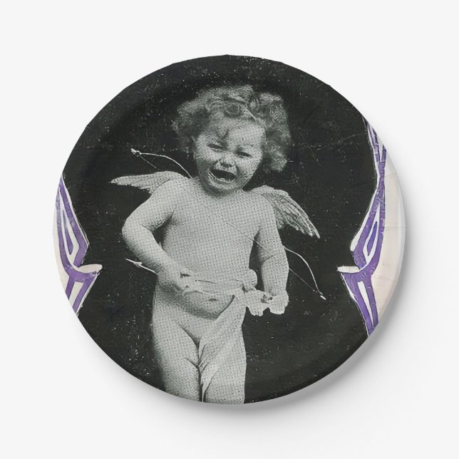 Sad Cherub Angel Print Pappteller (Vorderseite)